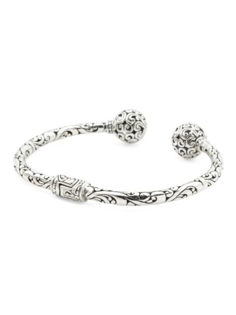 ANNIKA WITT Made In Bali Sterling Silver Plated Filigree Ball Hinged Bracelet